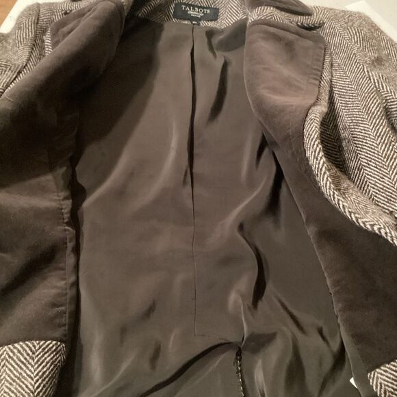 Talbots Wool Blazer Jacket Sz 10P Herringbone Lined Velour Academia - Picture 9 of 9